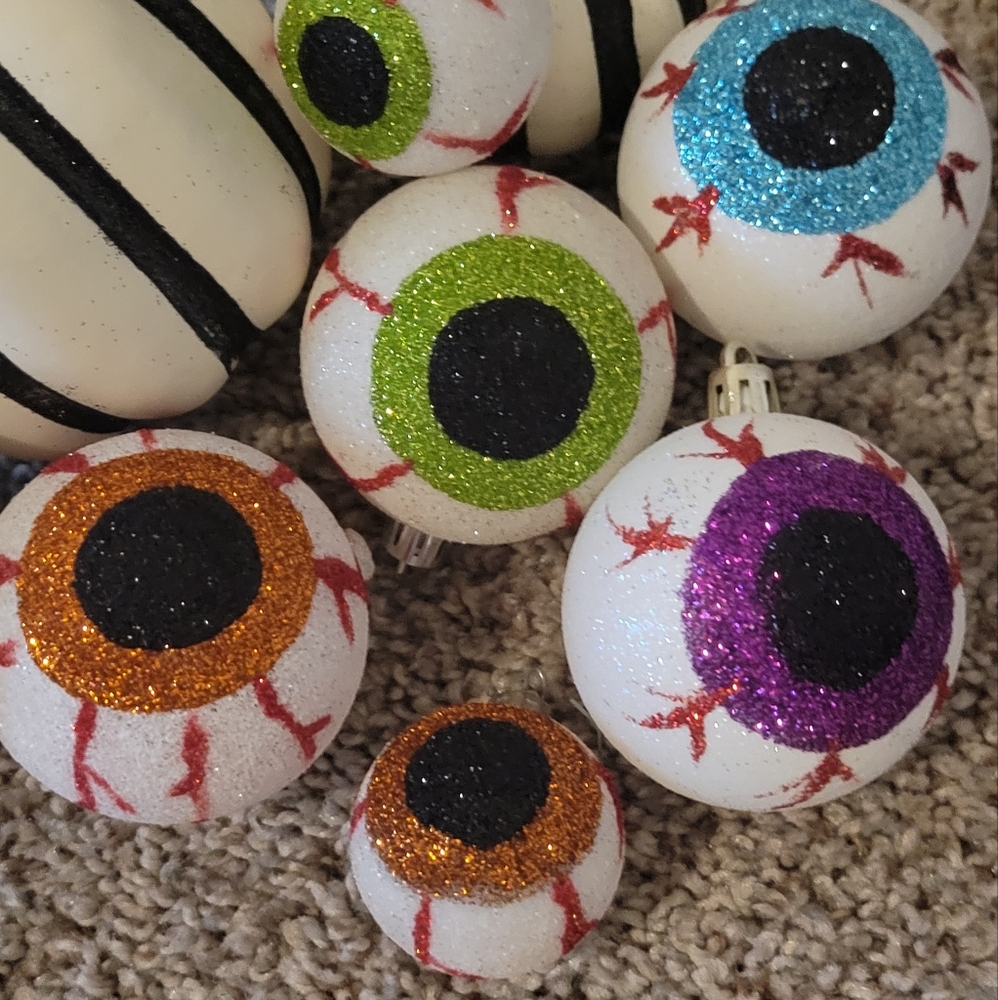 Handmade glitter eyeball halloween ornaments